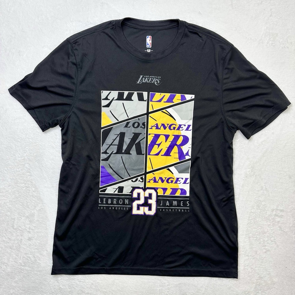NBA Los Angeles Lakers Shirt Mens XL Black Front Back Graphic LeBron James Nylon